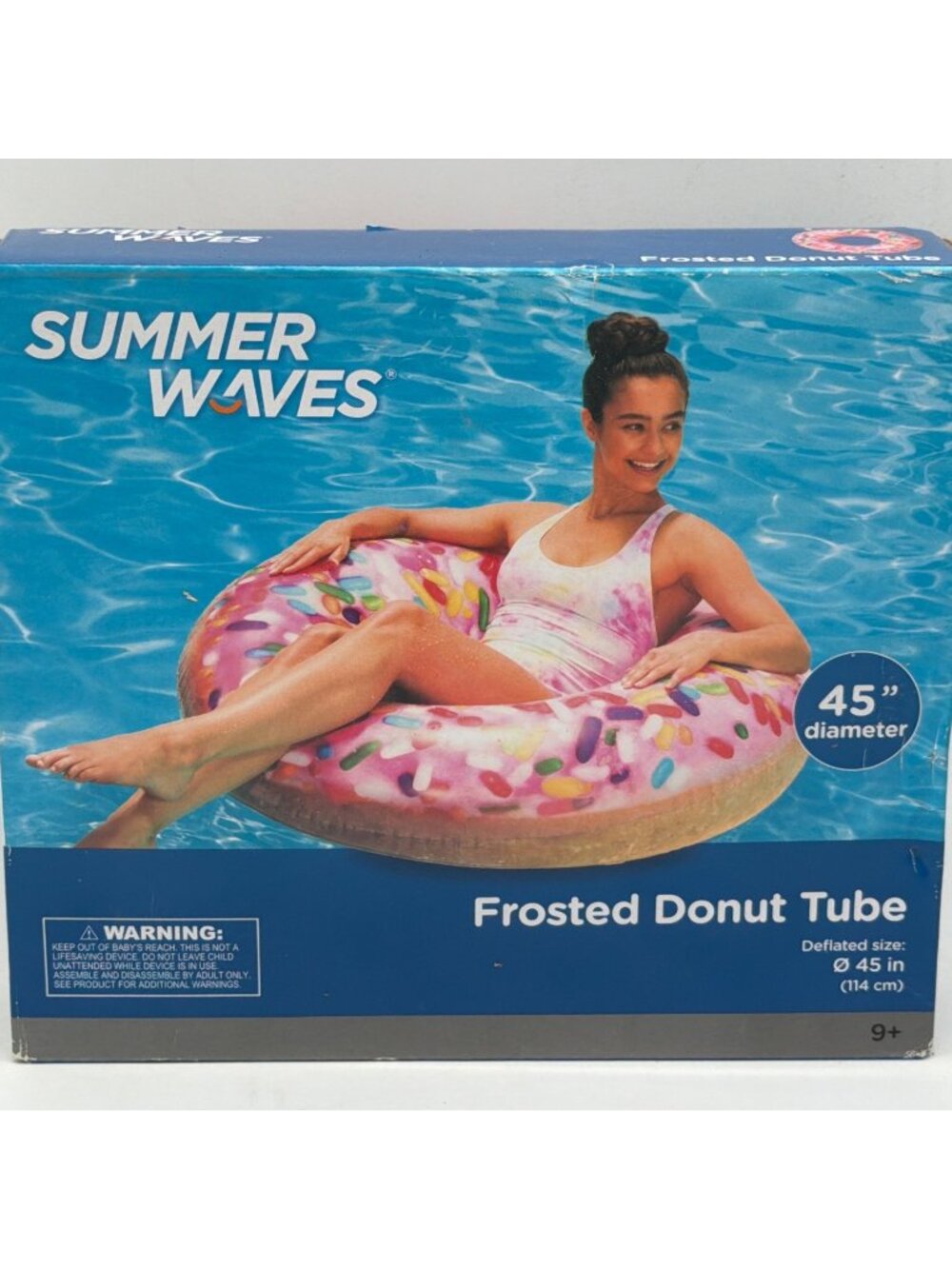 Summer Waves Frosted Donut Pool Tube 45" Diameter Pink With Sprinkles Design Age